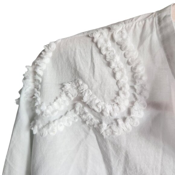 Royal Belle Shirt White Large Button Front Heart Oversized Lightweight Blouse To - Picture 4 of 9